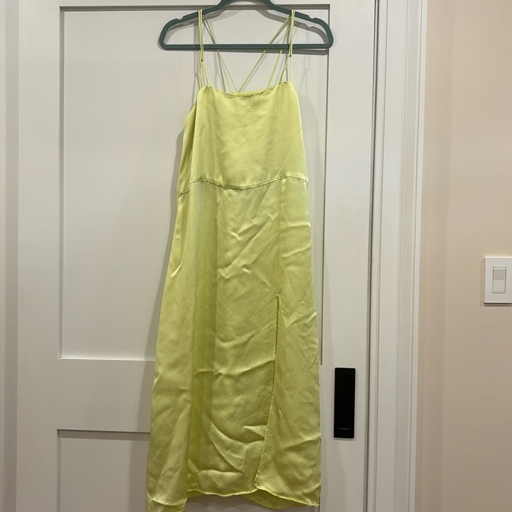 Size L. Zara midi slip dress with slit.